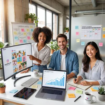 Team managing Instagram and Twitter strategy