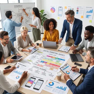 Team developing a social media strategy
