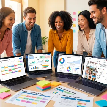 Agency team building a social media strategy for a small business