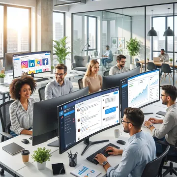 Team managing organic social media content and engagement