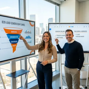 Team planning B2B lead generation campaign