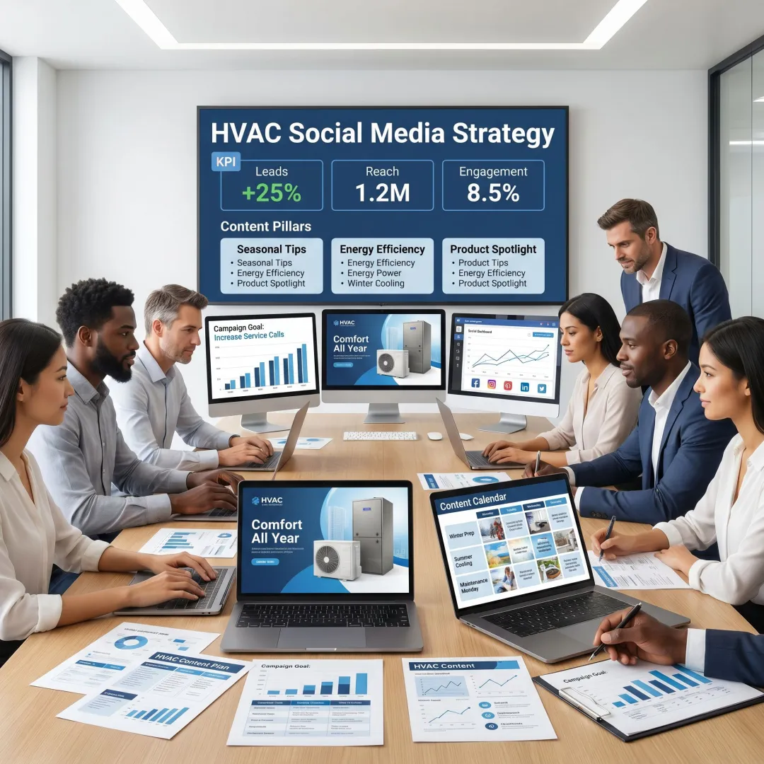 HVAC marketing strategy meeting