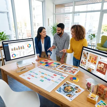 Team creating food brand social media strategy