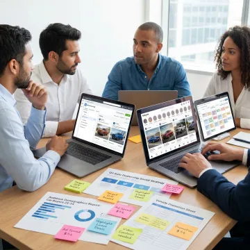 Team planning social ads for an auto dealership
