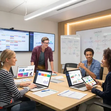 Team building a social media strategy