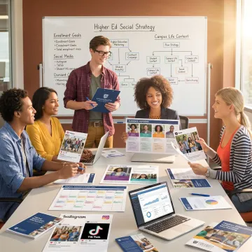University social media strategy planning session