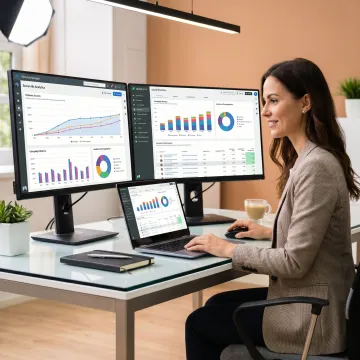 Social media strategist reviewing campaign performance