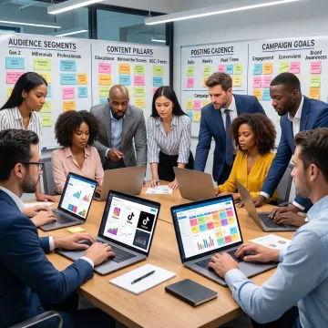 Team building a social media strategy