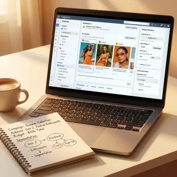 Strategist building Instagram ad targeting and creative plan