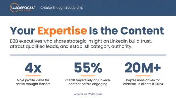 B2B executive professional sharing thought leadership content on LinkedIn to engaged audience