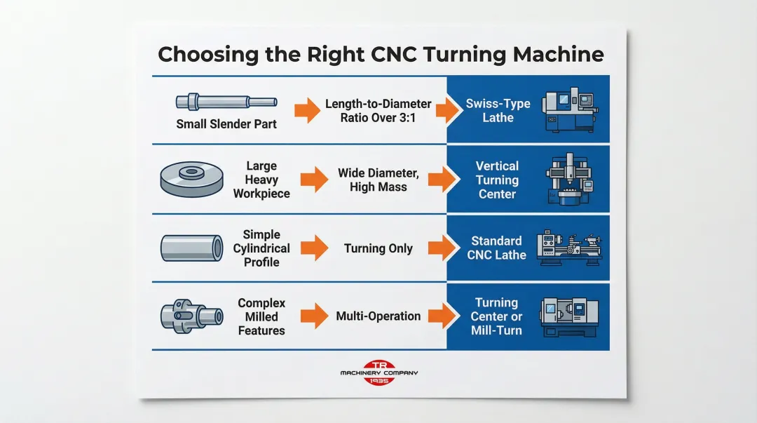 CNC turning machine selection guide matching part geometry to machine type