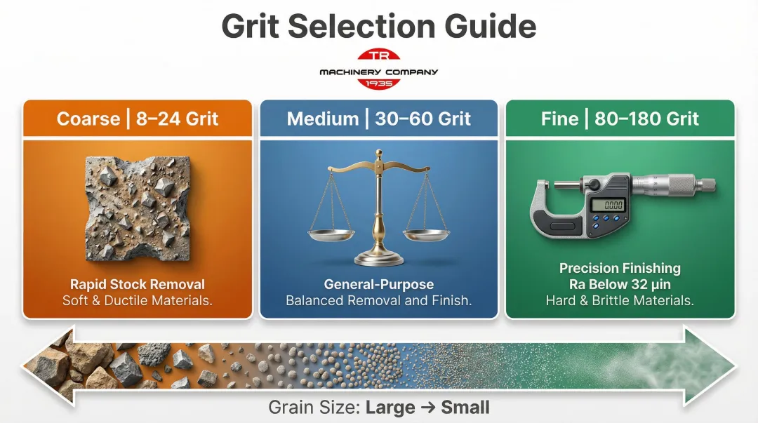 Grinding wheel grit size selection guide coarse medium fine comparison chart