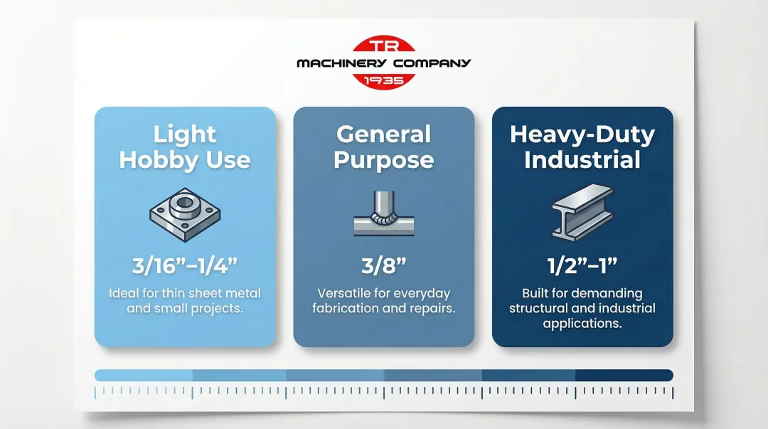 Welding table steel top thickness comparison chart by application and use case