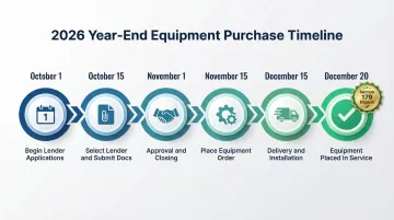Year-end 2026 equipment purchase timeline from lender application to tax eligibility