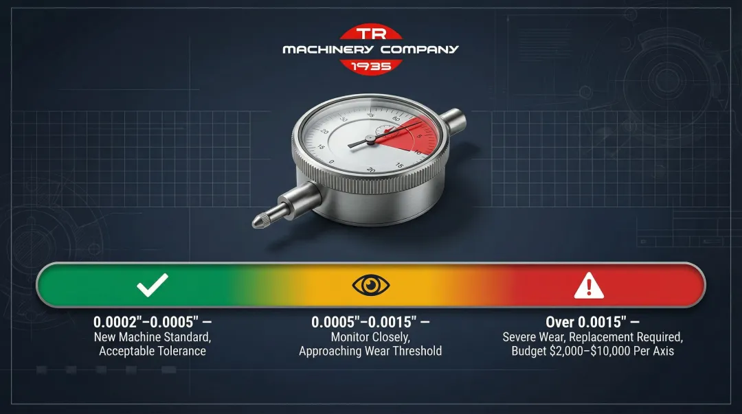 CNC lathe ball screw backlash tolerance thresholds inspection reference chart