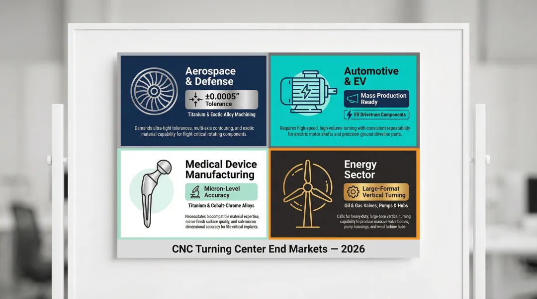 Four key end market sectors driving CNC turning center investment in 2026