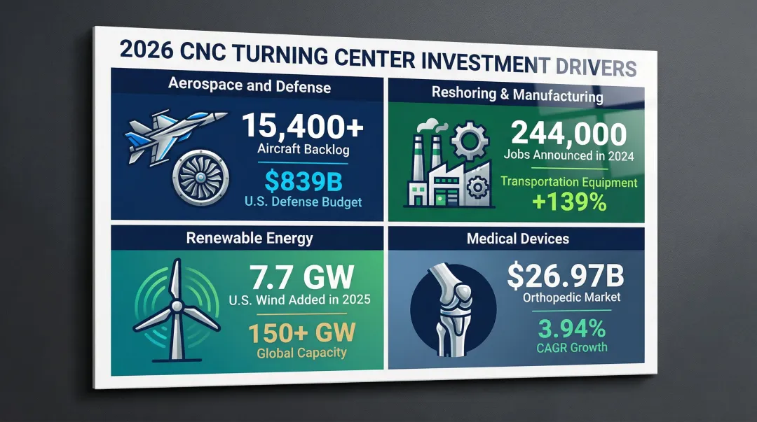 Key 2026 CNC turning center market growth drivers across aerospace defense energy and reshoring