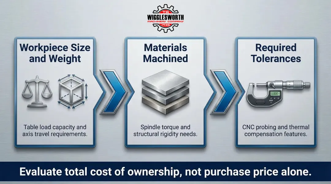 Three-factor horizontal boring mill selection framework workpiece material tolerance decision guide