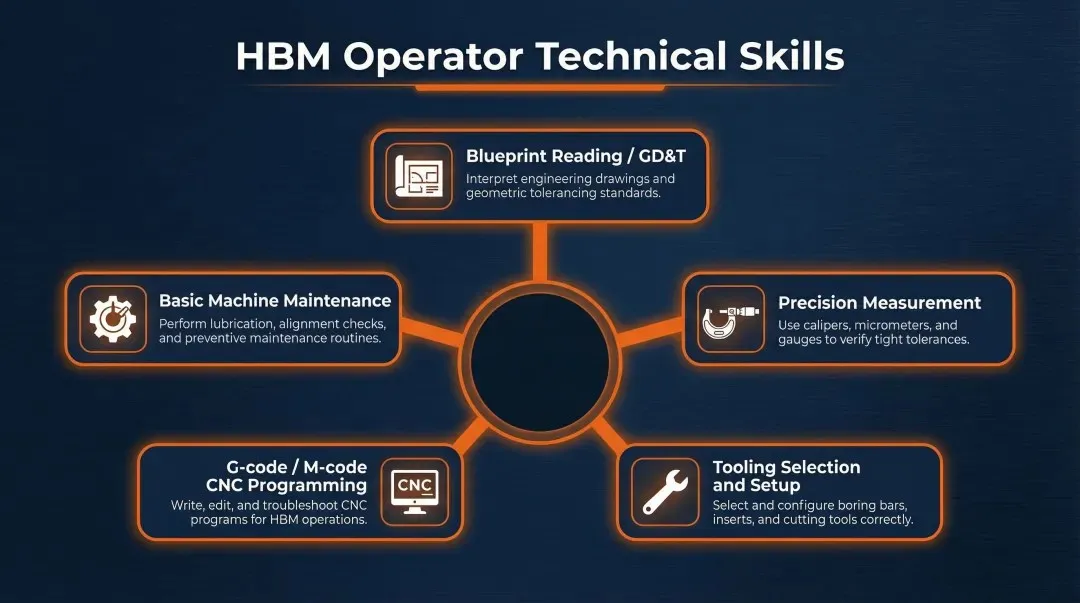 HBM operator core technical skills blueprint reading CNC programming measurement breakdown