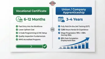 Two HBM operator training pathways vocational certificate versus union apprenticeship comparison