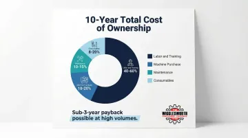 CNC machine ten-year total cost of ownership breakdown by four cost categories