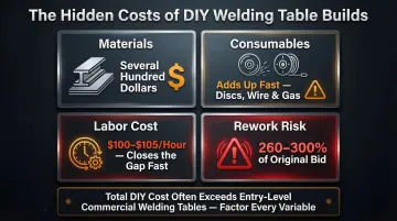 DIY welding table true cost breakdown comparing materials labor consumables and rework risk