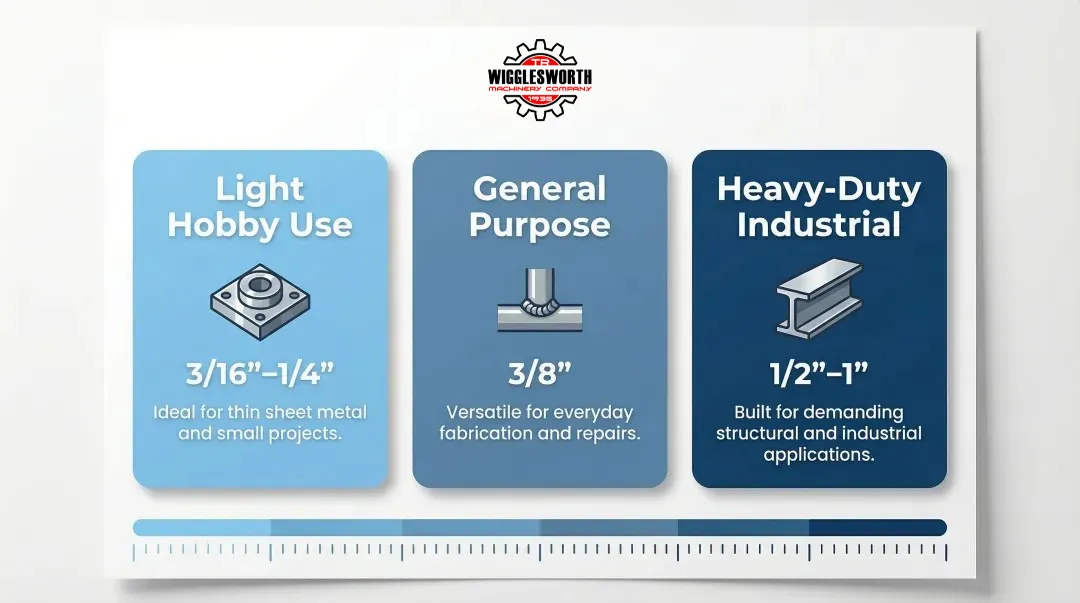 Welding table steel top thickness comparison chart by application and use case