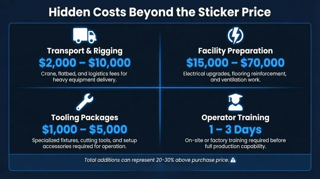 Four hidden cost categories when buying a used CNC lathe beyond sticker price