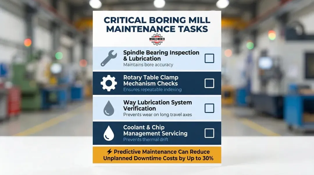 Boring mill preventive maintenance checklist four critical tasks for production uptime