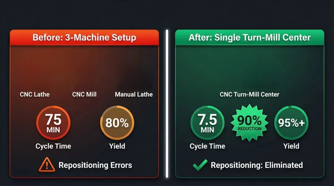 Turn-mill consolidation before and after results comparison aerospace case study