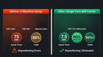 Turn-mill consolidation before and after results comparison aerospace case study