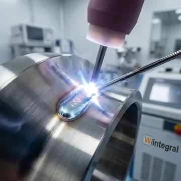 Precision titanium welding process showing clean weld bead on aerospace component