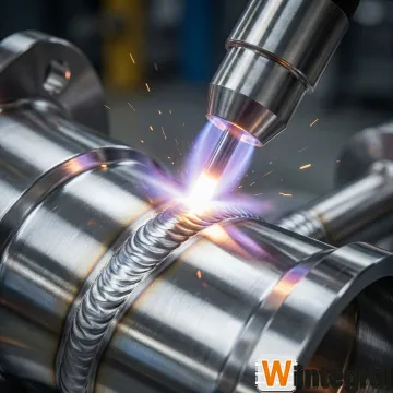 Close-up of precision steel welding process