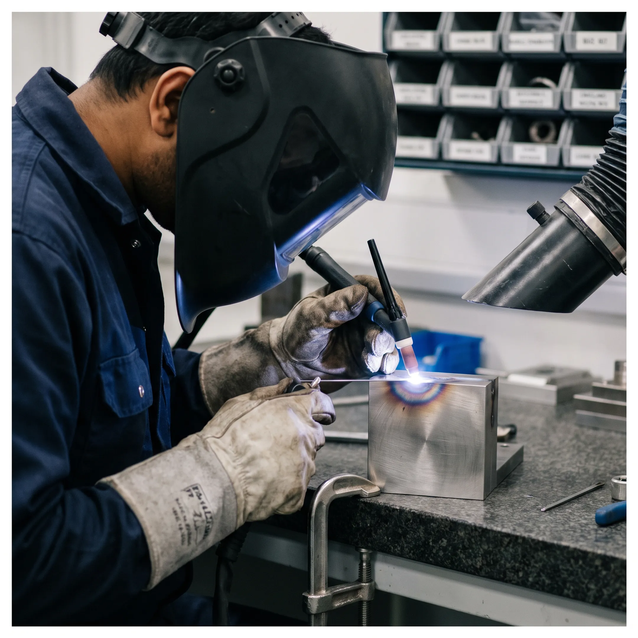 Precision welding of a heavy steel structural assembly