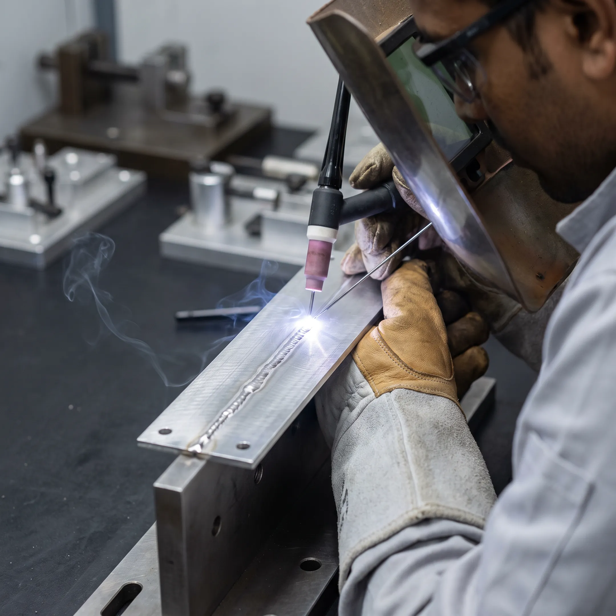 Precision TIG welding on an aerospace assembly