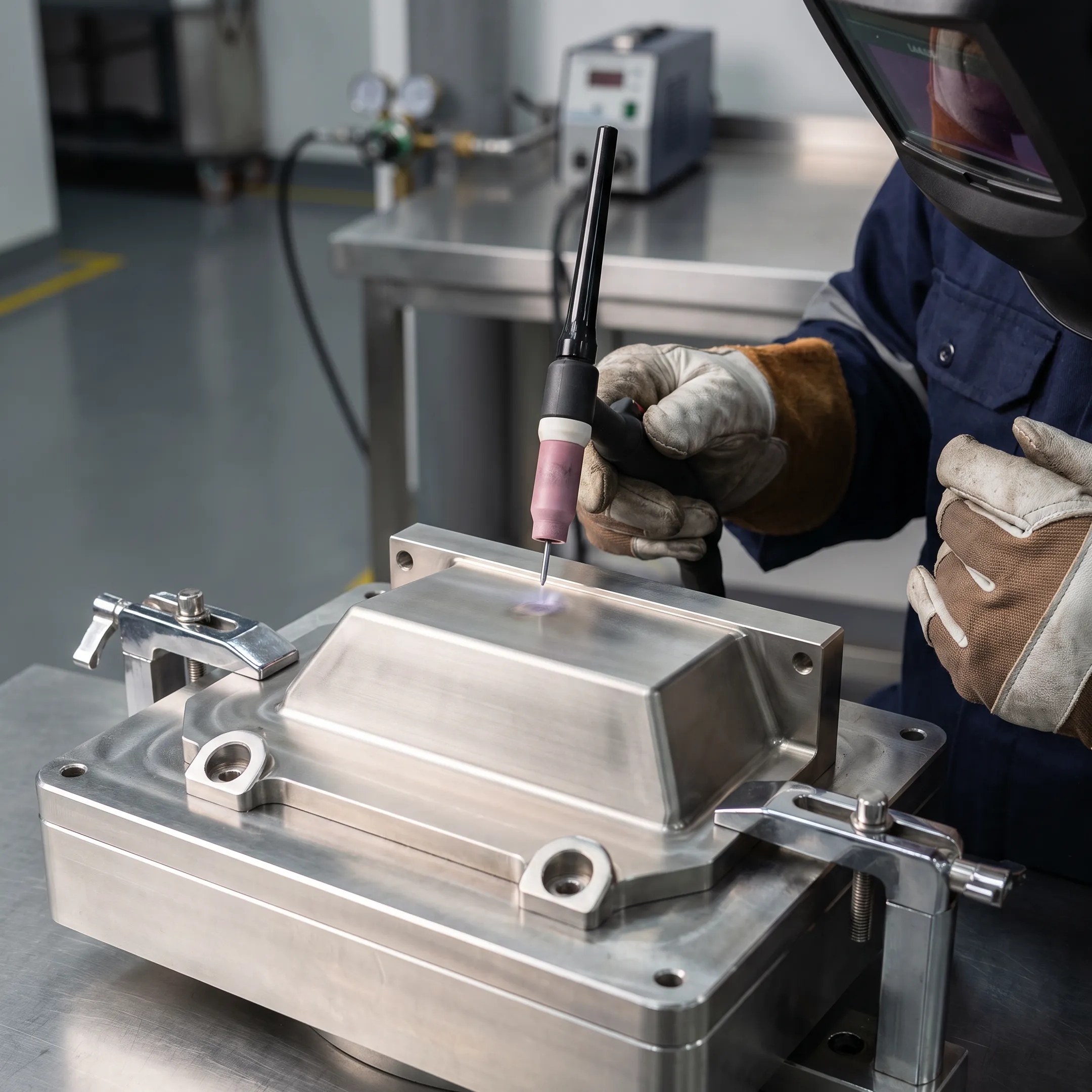 Titanium component prepared for precision TIG welding