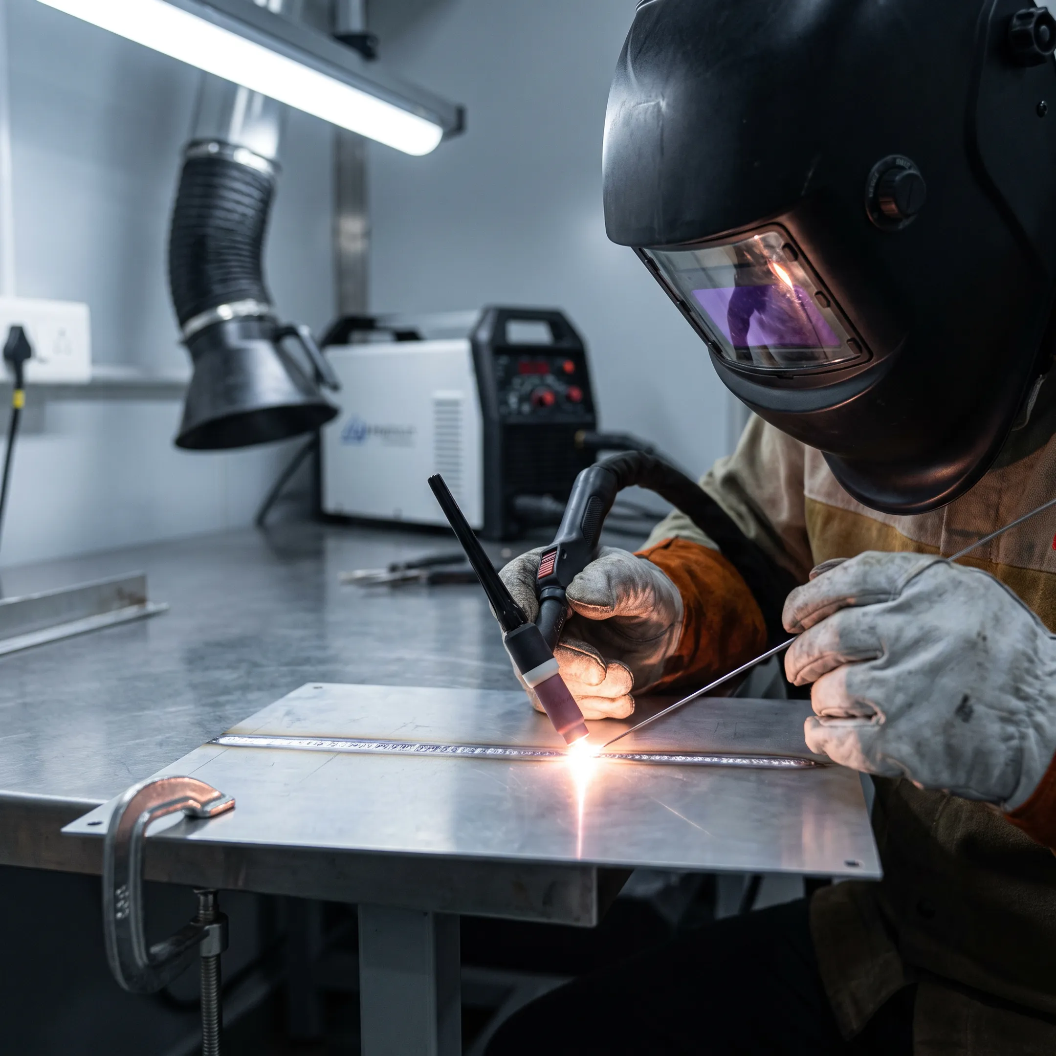 Precision TIG welding on aluminum panel