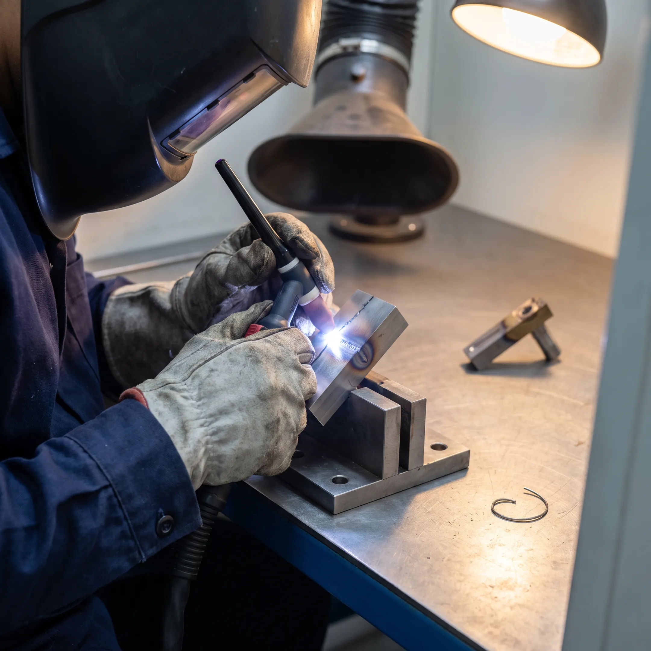 Precision plasma welding setup for alloy parts