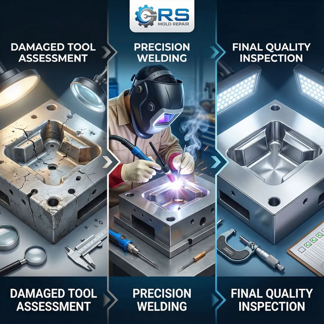 Step-by-step injection mold repair process workflow