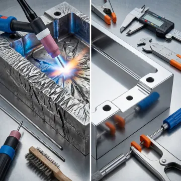 Before and after comparison of wrinkle texture mould repair