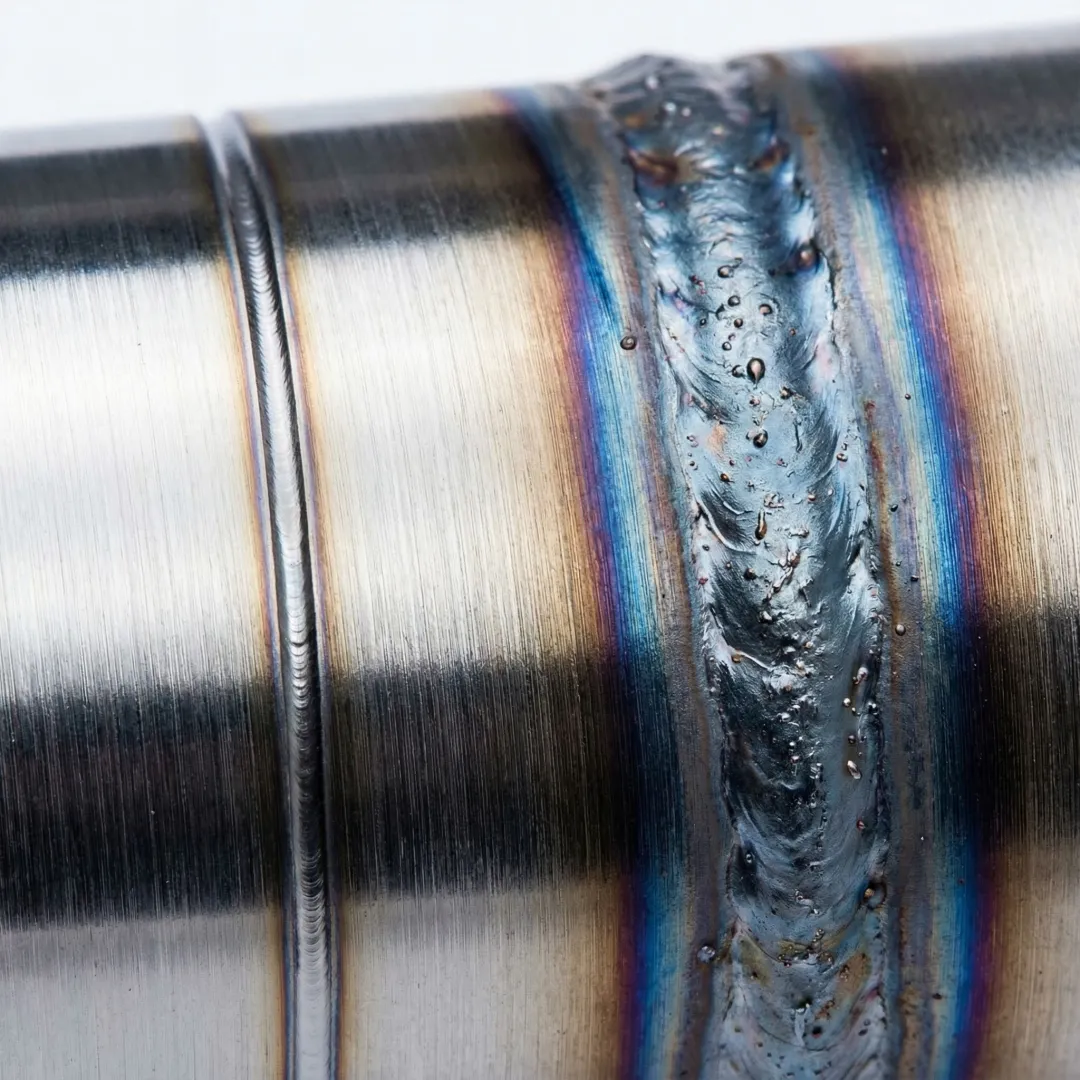 Comparison showing precision laser weld versus conventional weld on industrial component