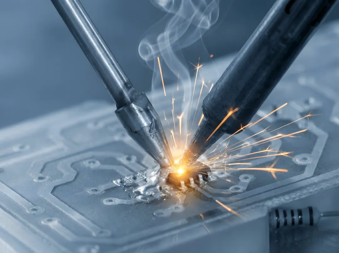 Precision laser welding of electronic components in modern manufacturing facility