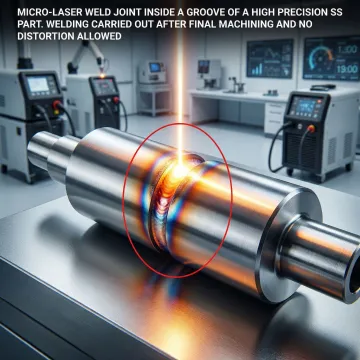 Close-up of precision welding process on industrial component