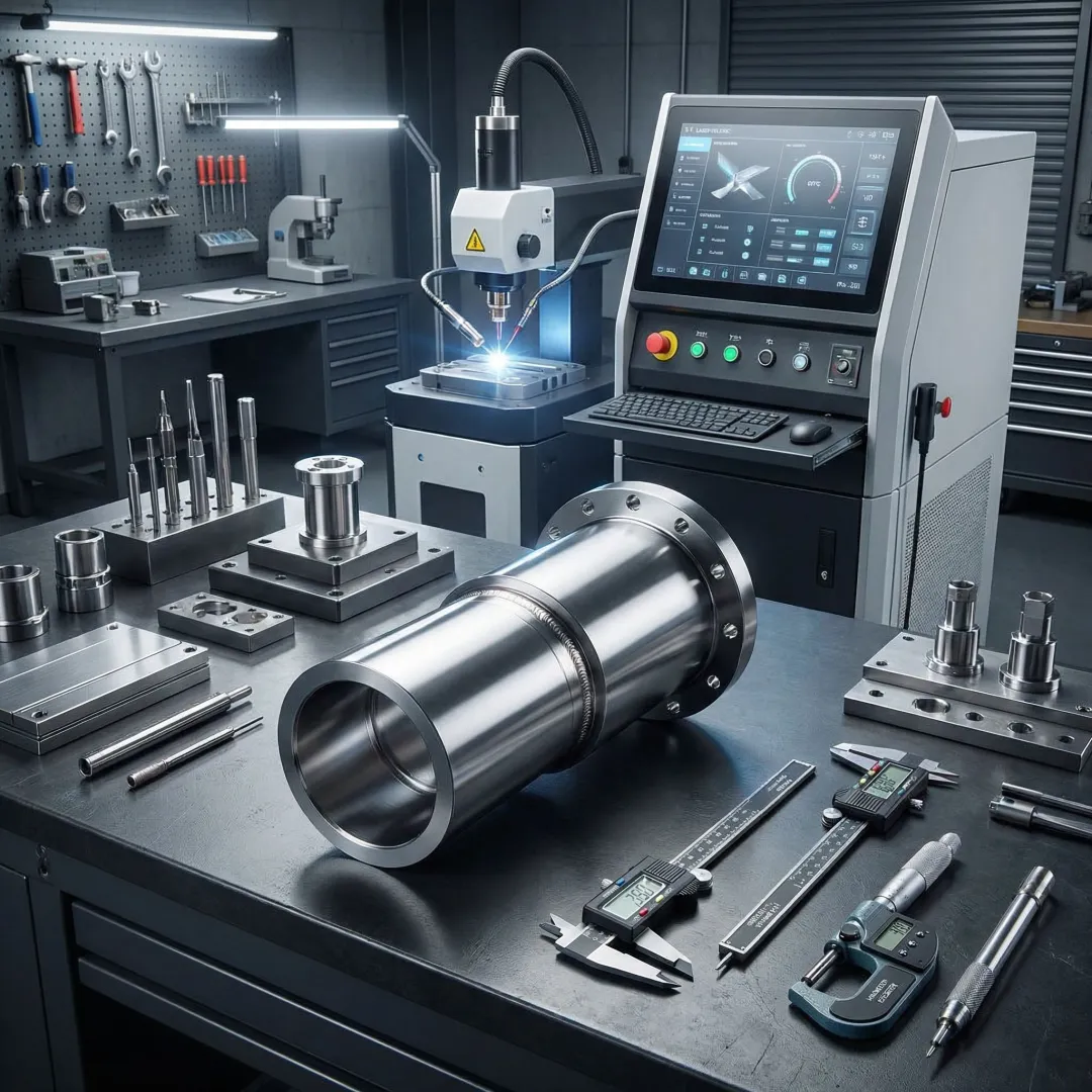 Advanced welding equipment and precision components in modern fabrication facility
