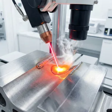 Precision laser welding operation on aerospace component