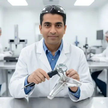 Aerospace welding technician inspecting TIG weld quality on critical component
