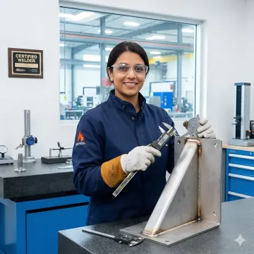 Custom steel fabrication and welding operation showing precision industrial manufacturing