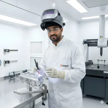 Quality inspector reviewing welding documentation and certificates in aerospace manufacturing facility