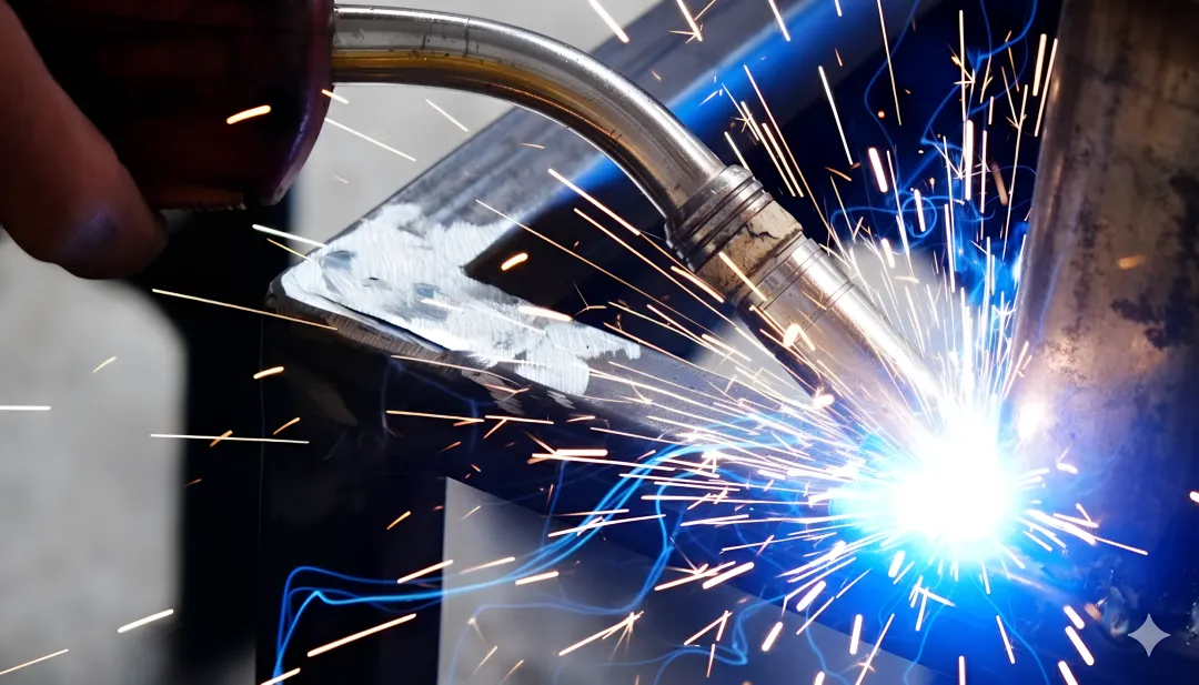 Precision TIG welding of aerospace-grade titanium component under microscope