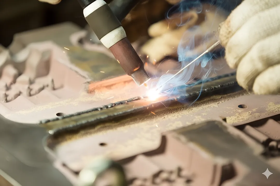 Precision titanium TIG welding of defense component in controlled environment